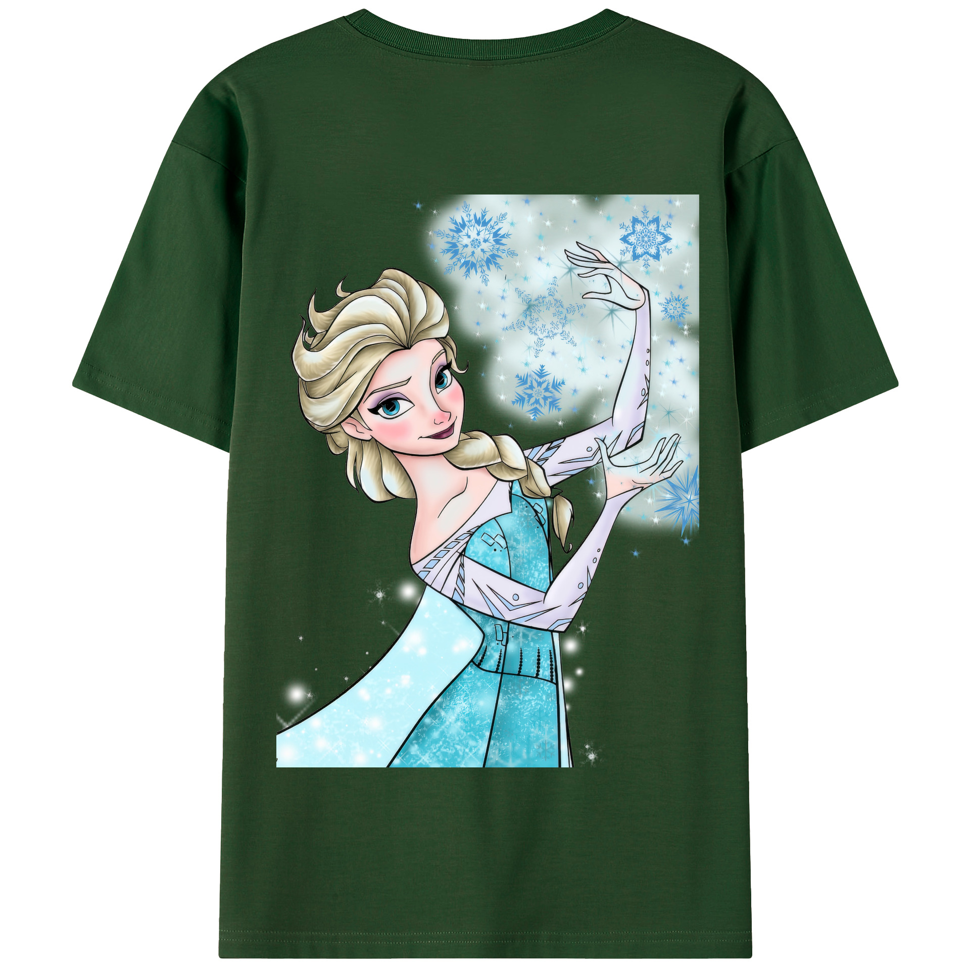 （画像用） アナと雪の女王 アンナ エルサ Frozen Anna Elsa 綿100％半袖Tシャツ（背面プリント）